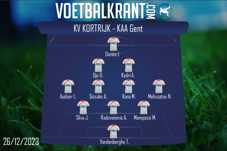 Opstelling KV Kortrijk | KV Kortrijk - KAA Gent (26/12/2023)