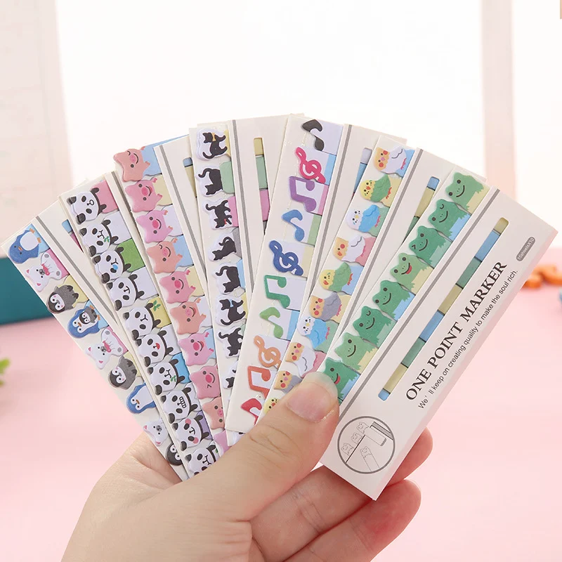 Adhesivos Coreanos Mini Animales de Dibujos Animados Sentados en Fila Notas Creativas 7g – Perfecto para organizar y decorar apuntes.