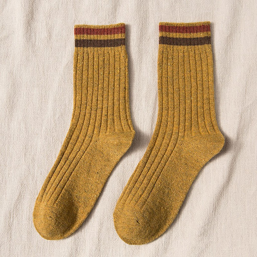 Title 3, Womens Thickened Color Contrast Simple Wool Socks