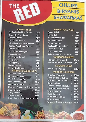 The Red Chillies Biryanis & Shawarmas menu 