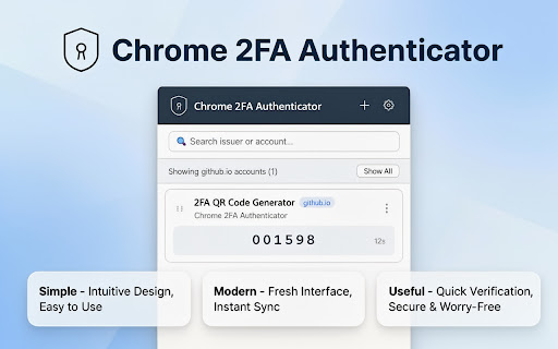Chrome 2FA Authenticator screenshot 1