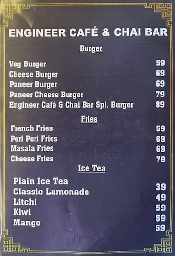 Engineer Cafe & Chai Bar menu 