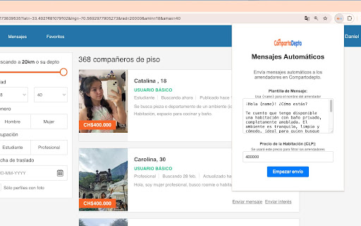 Mensajes Automáticos en CompartoDepto