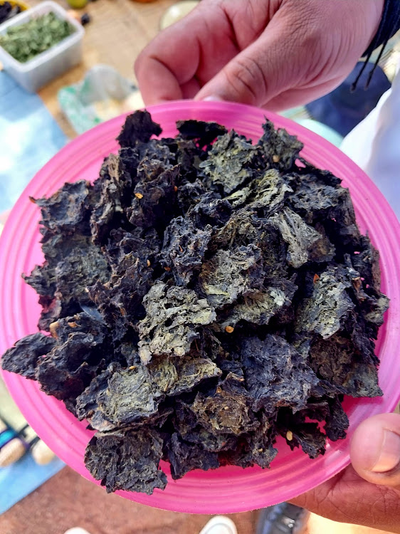 Dried morogo, also known as African spinach, which is grown by the farmers in Strydkraal, Limpopo.