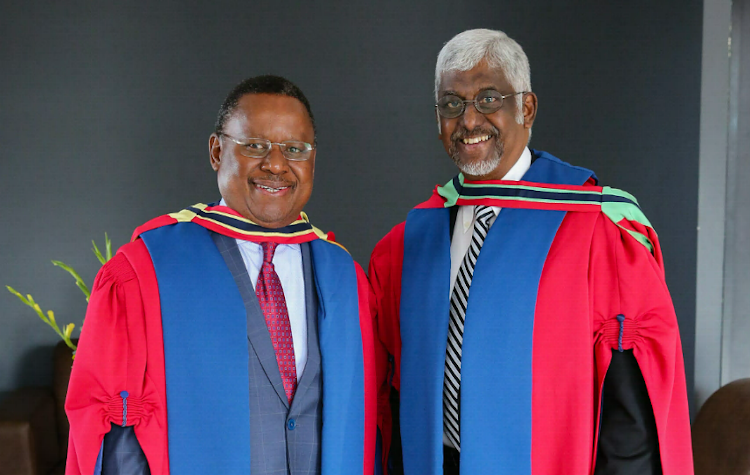 The Rev Frank Chikane and Prof Morgan Chetty at the graduation ceremony at NMU