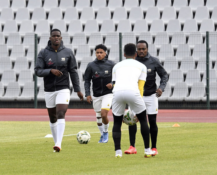 Sphephelo Sithole, left, during the Bafana training session.