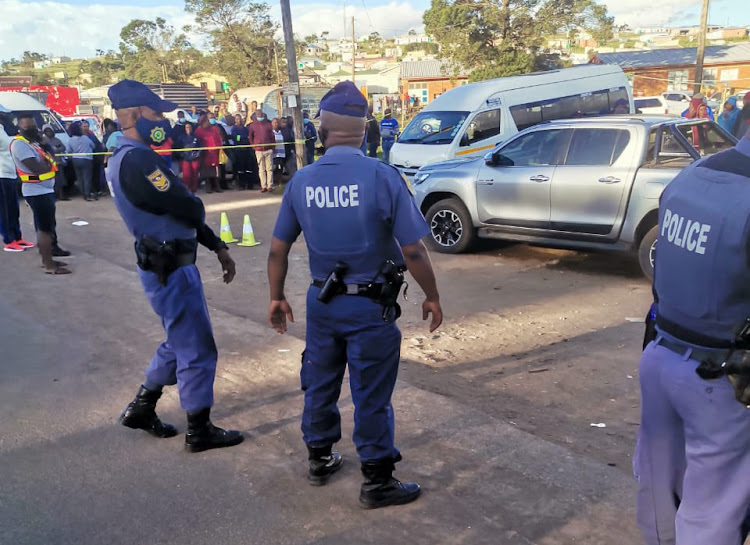 Police on the scene after three taxi operators were shot and killed in Ngqamakhwe, near Butterworth, in the Eastern Cape.