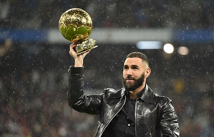 France striker Karim Benzema displays his Ballon d'Or. Picture: DENIS DOYLE/GETTY IMAGES