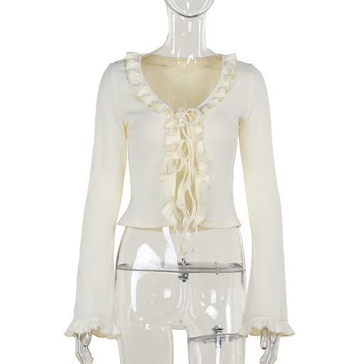 Title 9, Womens Fashion Frill Lace-up Bell Sleeve Top –...