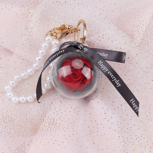 Title 2, Rose Perianth Pearl Car Hanging Keychain Elegan...