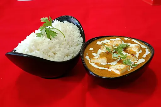 White Rice With Paneer Butter Masala
