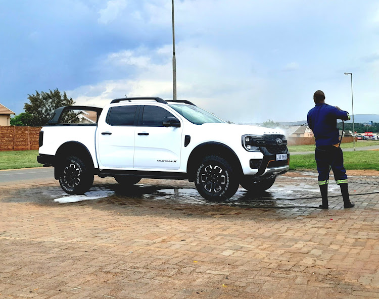 Our Ford Ranger Wildtrak X getting the urban treatment of a car wash during the previous holiday season. It was hardly used for long-trips. Picture: PHUTI MPYANE