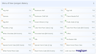 New Iyengars Bakery menu 1