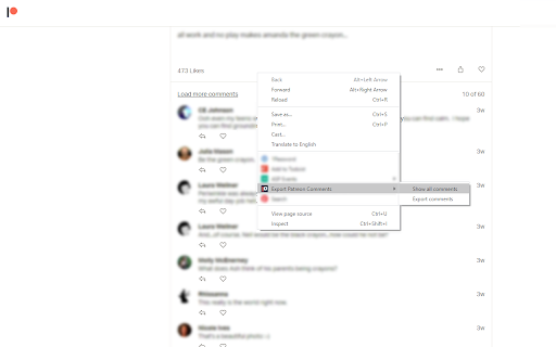 Export Patreon Comments