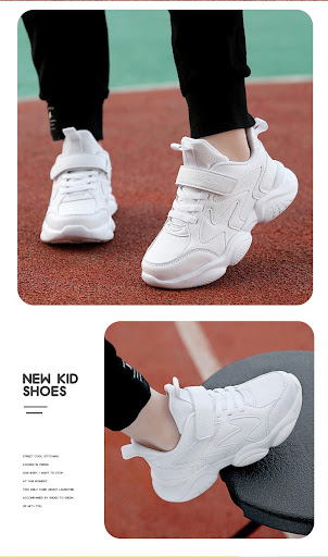 Title 8, Velcro white sneakers for primary and secondary...