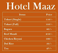 Hotel Maaz menu 1