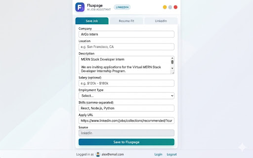 Fluxpage — ATS Resume Assistant screenshot 1