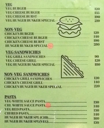 Hunger Bunker menu 