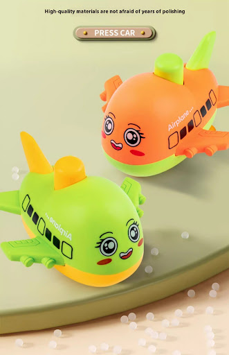 Title 18, Cartoon Press Pull Back Airplane Toy Car for Ki...