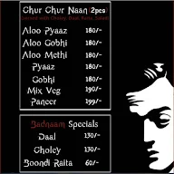 Badnaam Chur Chur Naan menu 2