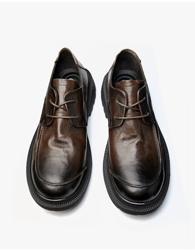 Title 3, Mens Leather Shoes Round Head Breathable Retro...