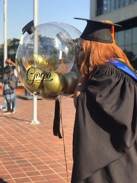 Nomaswazi Tshabalala paid tribute to her grandmother Elizabeth at her graduation, after her best "cheerleader since the day I was born" had died a year before.