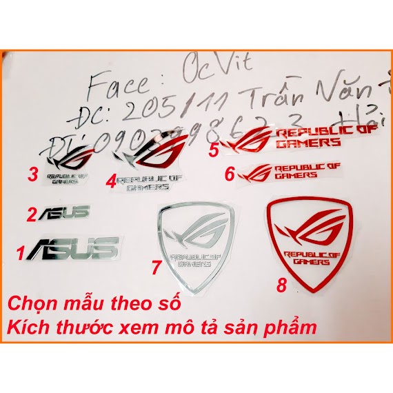 Logo Asus Rog Mạ Inox Bóng Sticker Kim Loại