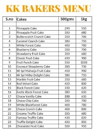 KK Bakers menu 5