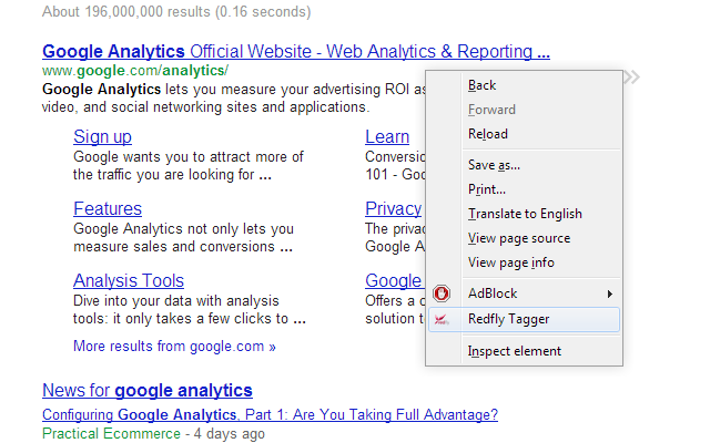 Redfly Tagger For Google Analytics