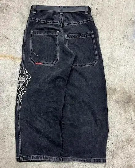 Streetwear JNCO Jeans Y2K Pants Mens Harajuku Retro Hip H... - 1