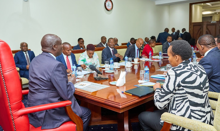 DP Gachagua chairs a meeting at his official residence on countering and ending illicit brew and drug and substance abuse in the country, February 22, 2024.