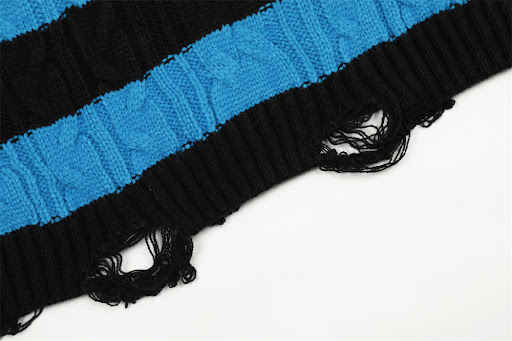 Title 2, Mens Contrast Color Striped Round Neck Sweater...