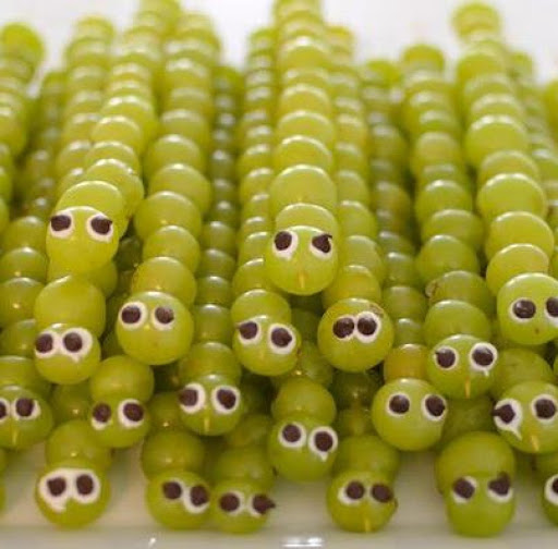 Super Cute Grape Caterpillar Skewers...What a great way to get your kids to eat their fruits..Let them be creative and make their own caterpillar..FUN!