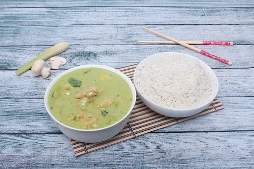 Veg In Green Thai Curry With Rice