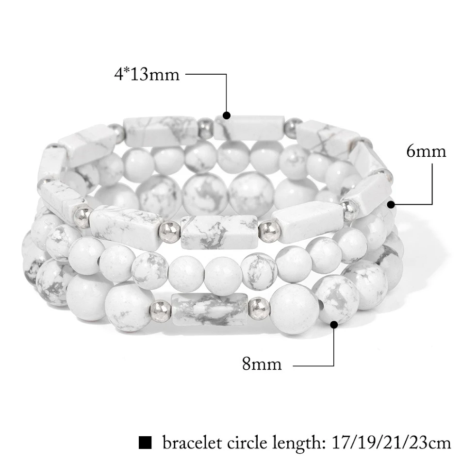 Bracelet homme perles rectangulaires en pierre naturelle, élégant et durable. Convient à toutes les occasions, un accessoire indispensable.