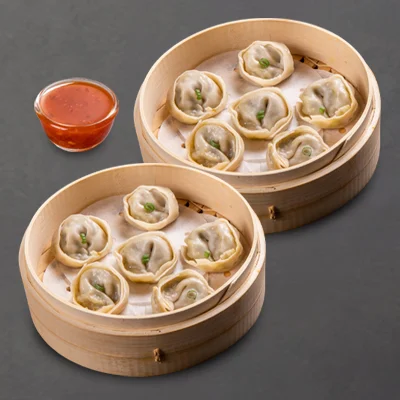 Steamed Classic Veg Momos With Momo Chutney -12 Pcs