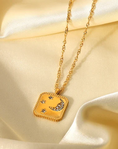 Titanium Stalen Ketting 18K Gouden - 0