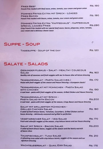 Kaffeehaus menu 