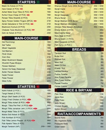 Pind Balluchi menu 