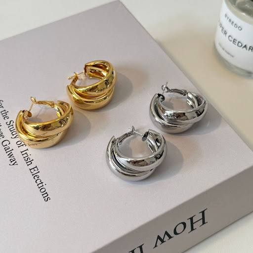 Title 7, Round Winding Atmospheric Metal Earrings Minima...