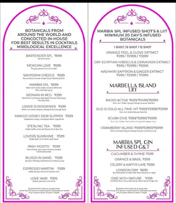 Marbia menu 