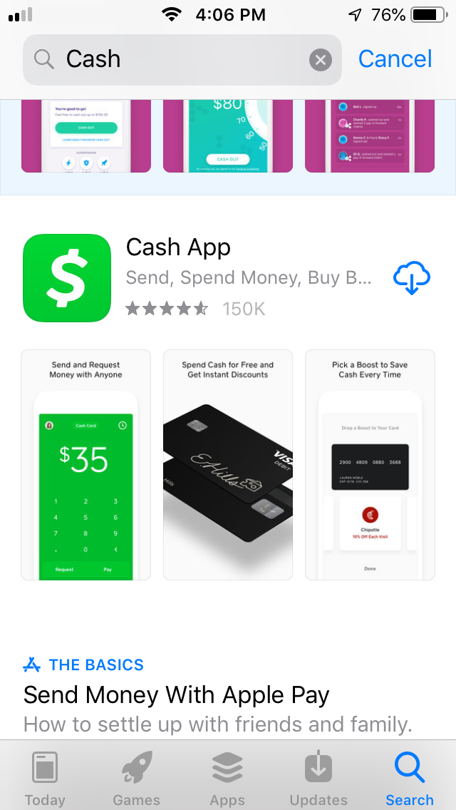 Cash app.
