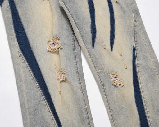 Title 4, Yellow mud dyed distressed split water washed h...