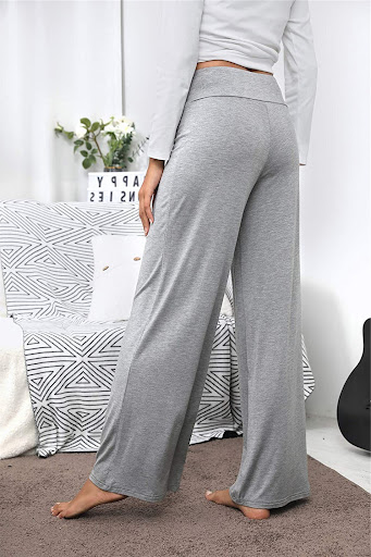 Title 2, Loose Wide Leg High Waist Elastic Slacks in Sol...