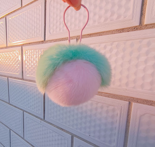 Title 1, Peach Rabbit Hair Peach Heart Pendant Keychain,...