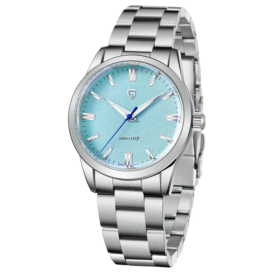Montre quartz homme simple, étanche, cadran ciel étoilé, bracelet acier, trotteuse fluide pour un look élégant et fonctionnel.