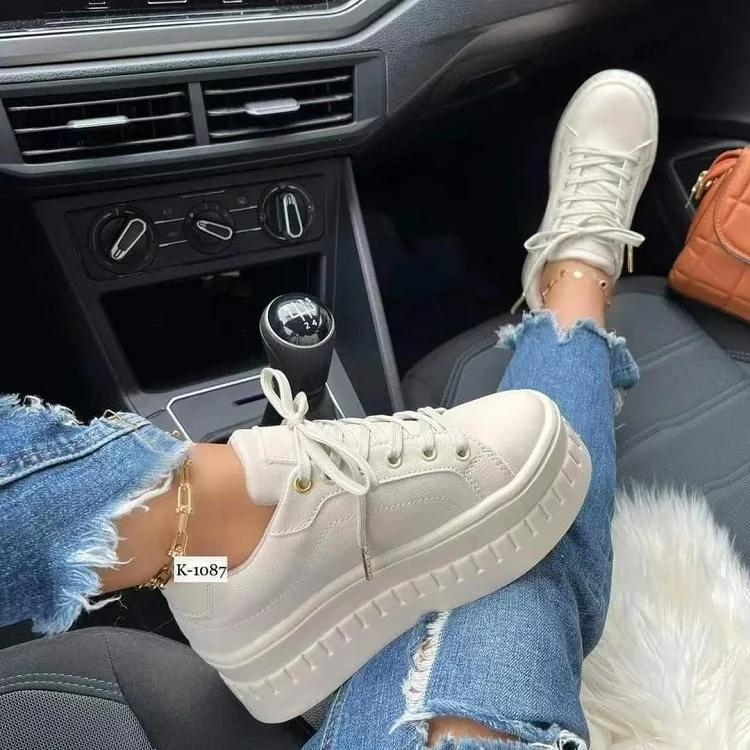 Zapatos Viscosa Casuales de Plataforma con Punta Redonda Grande para Mujer. Comodidad y estilo atemporal. Perfectos para cualquier ocasión.