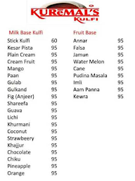 Kuremal's Kulfi menu 1