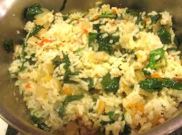 Rice  With Spinach Sweet  Peppers & Parmesan