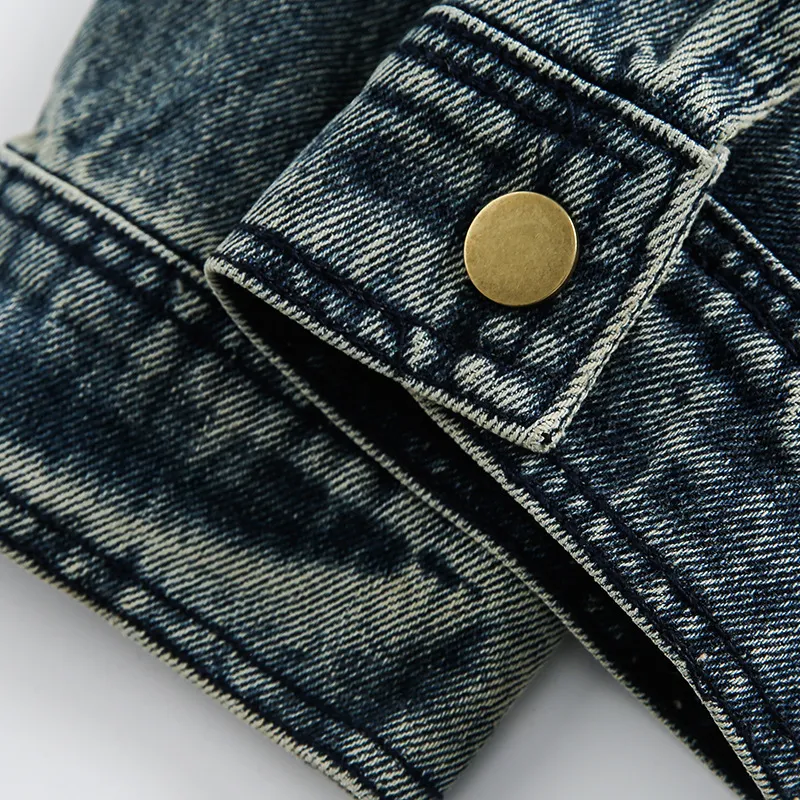 Veste en Jean Brodé Retro Homme Tendance Denim Style Vintage Confort et Élégance Parfait pour un Look Décontracté Chic et Affirmer Votre Style Unique